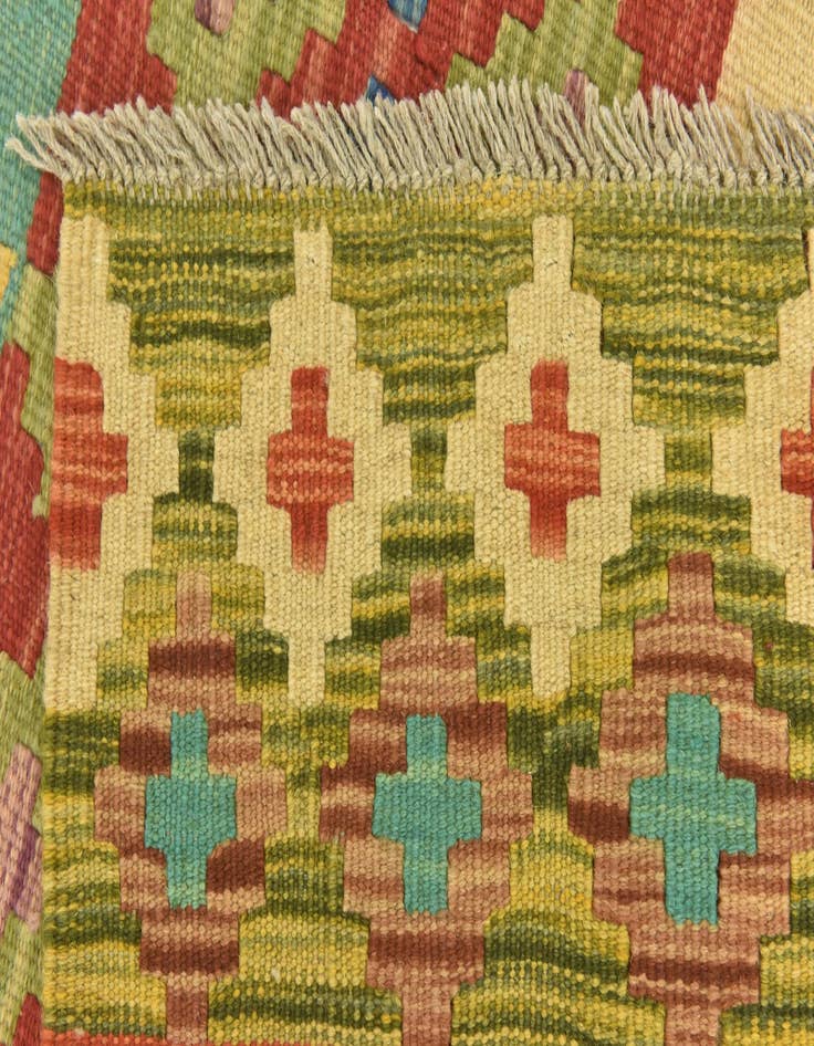 Detail image of  3' 5 x 5' 1  Hand Woven Kilim Maymana Wool Rug
