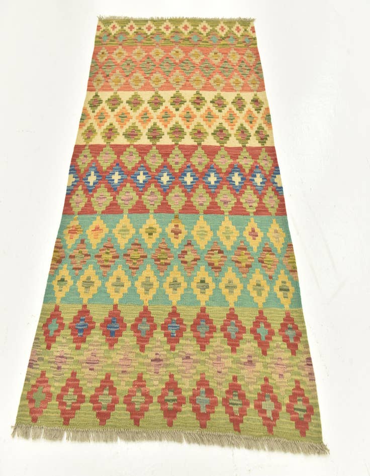 Detail image of  3' 5 x 5' 1  Hand Woven Kilim Maymana Wool Rug