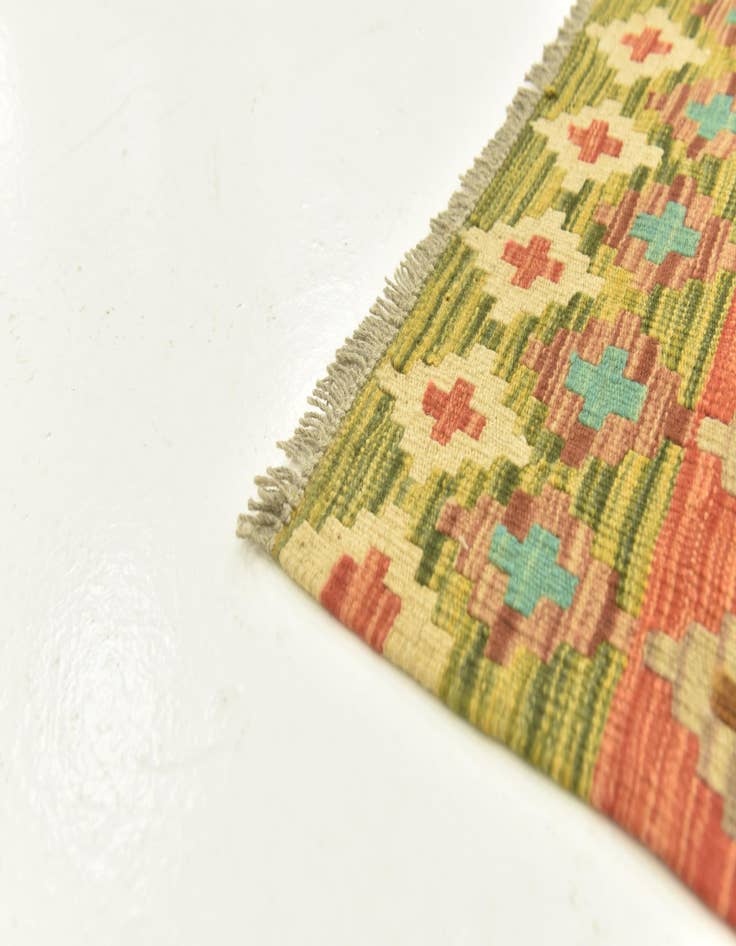 Detail image of  3' 5 x 5' 1  Hand Woven Kilim Maymana Wool Rug