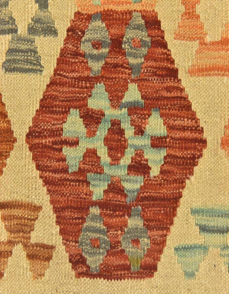 Detail image of  3' 2 x 4' 10  Hand Woven Kilim Maymana Wool Rug