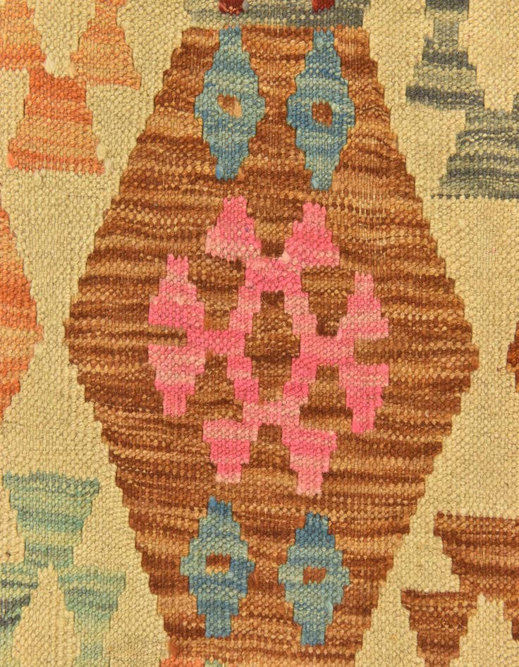 Detail image of  3' 2 x 4' 10  Hand Woven Kilim Maymana Wool Rug