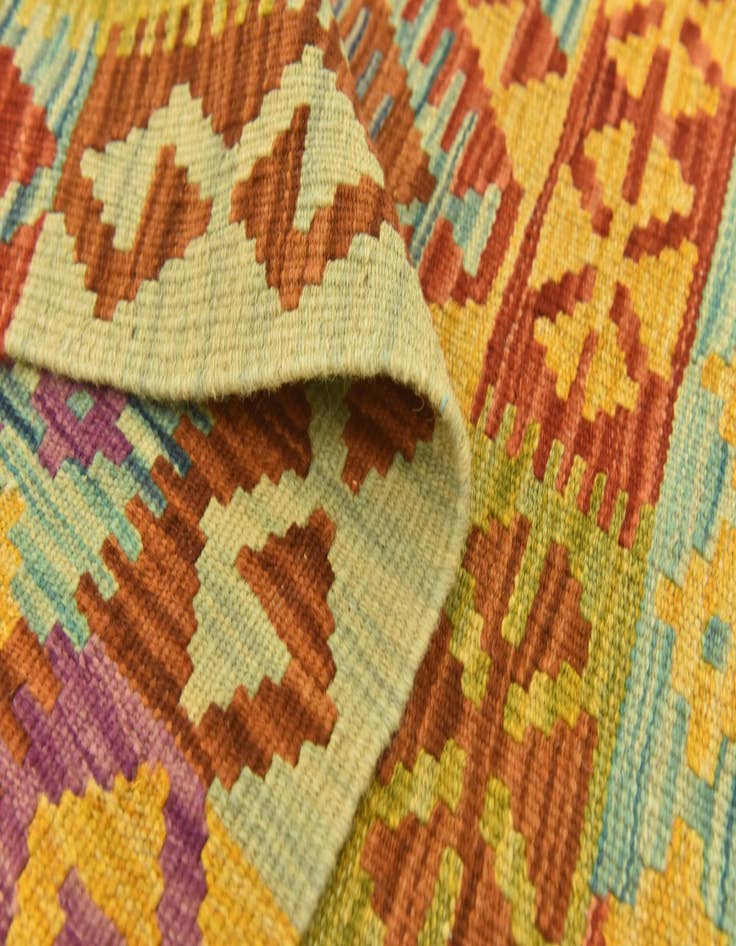 Detail image of  3' 6 x 5' 2  Hand Woven Kilim Maymana Wool Rug