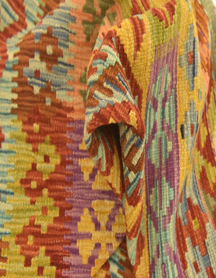 Detail image of  3' 6 x 5' 2  Hand Woven Kilim Maymana Wool Rug