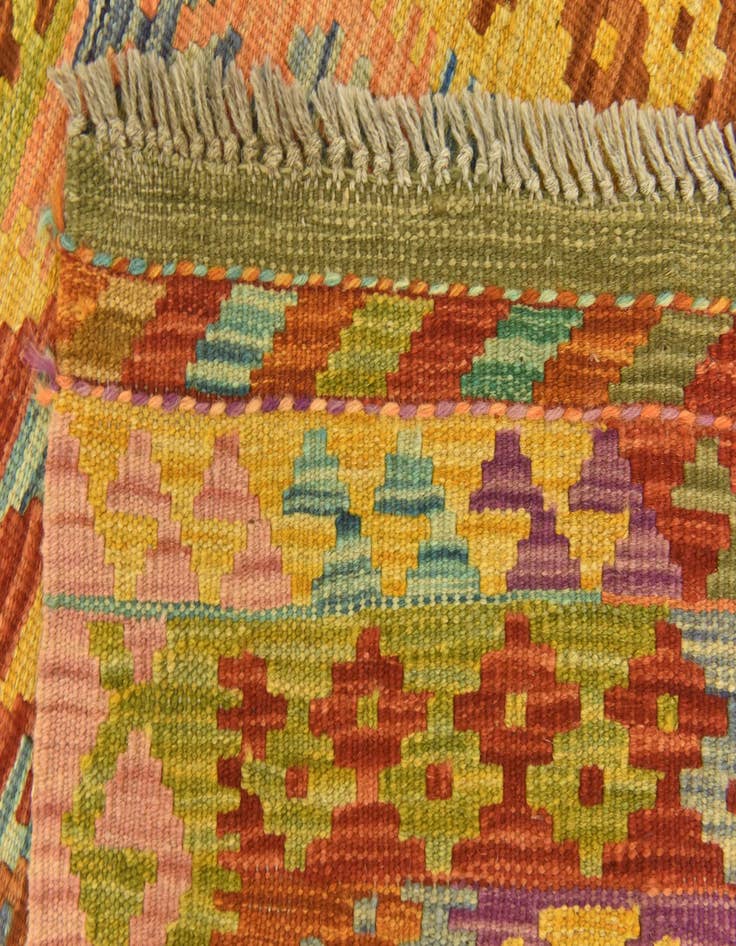 Detail image of  3' 6 x 5' 2  Hand Woven Kilim Maymana Wool Rug