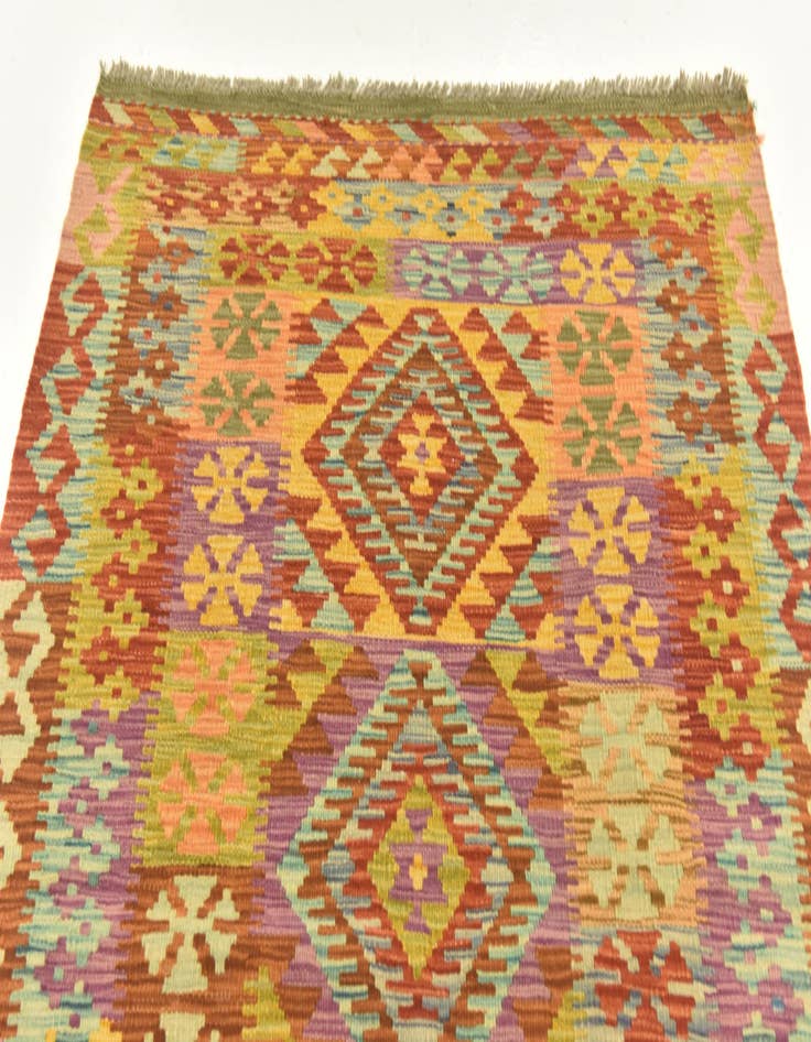 Detail image of  3' 6 x 5' 2  Hand Woven Kilim Maymana Wool Rug