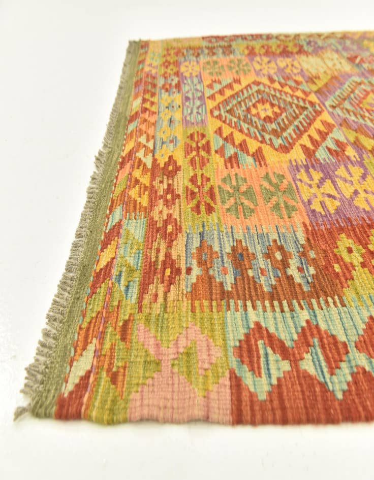 Detail image of  3' 6 x 5' 2  Hand Woven Kilim Maymana Wool Rug