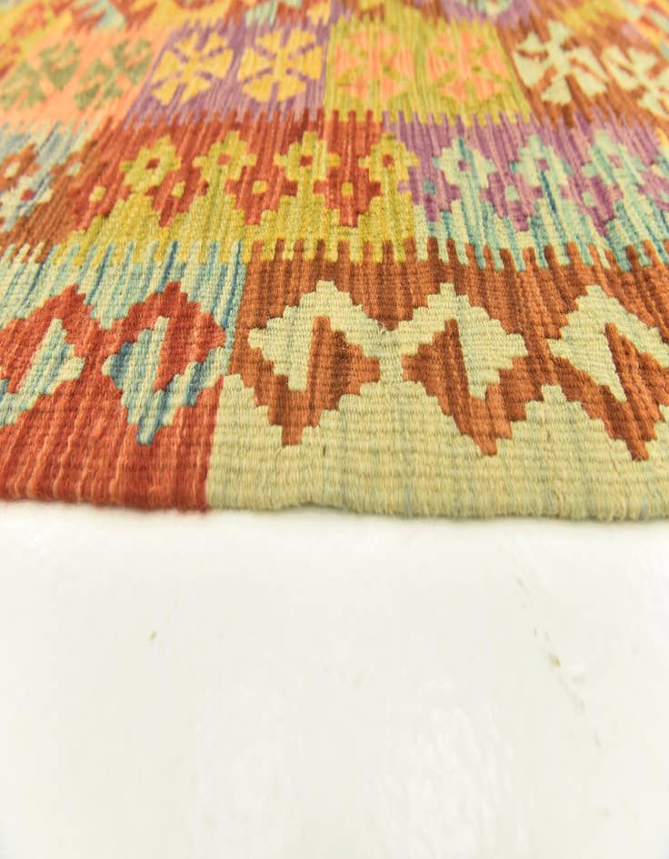 Detail image of  3' 6 x 5' 2  Hand Woven Kilim Maymana Wool Rug