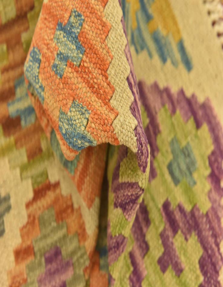 Detail image of  3' 7 x 5' 1  Hand Woven Kilim Maymana Wool Rug