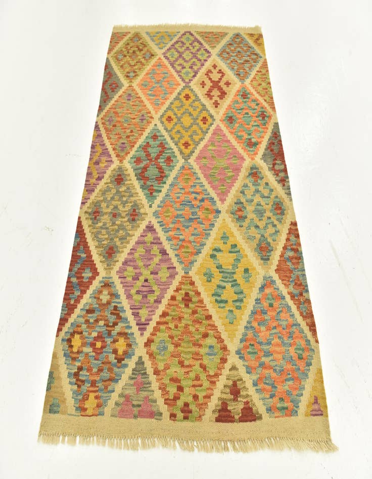 Detail image of  3' 7 x 5' 1  Hand Woven Kilim Maymana Wool Rug