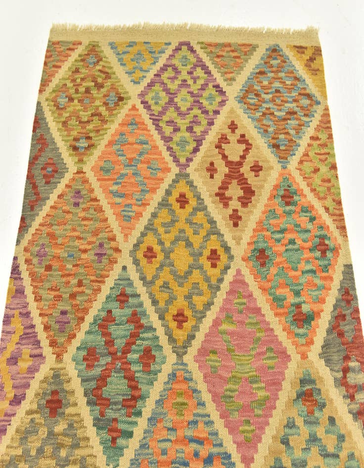 Detail image of  3' 7 x 5' 1  Hand Woven Kilim Maymana Wool Rug