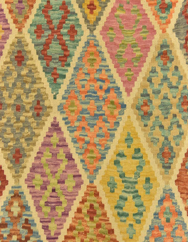 Detail image of  3' 7 x 5' 1  Hand Woven Kilim Maymana Wool Rug