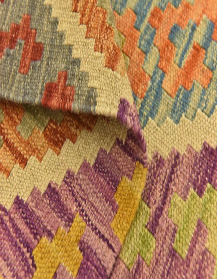 Detail image of  3' 7 x 5' 1  Hand Woven Kilim Maymana Wool Rug