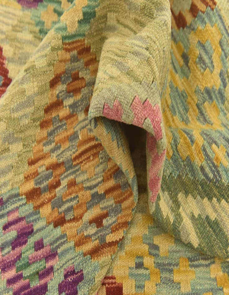 Detail image of  3' 6 x 5' 1  Hand Woven Kilim Maymana Wool Rug