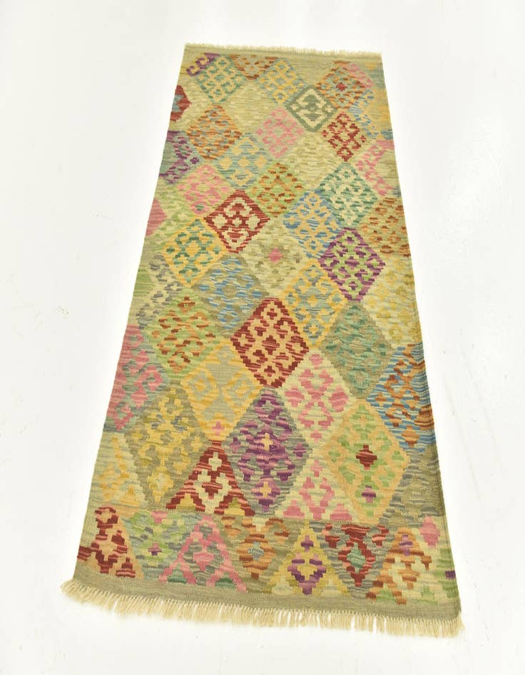 Detail image of  3' 6 x 5' 1  Hand Woven Kilim Maymana Wool Rug