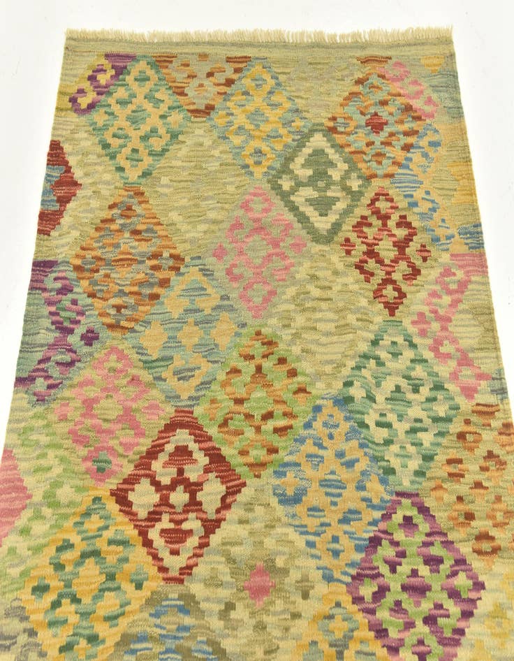 Detail image of  3' 6 x 5' 1  Hand Woven Kilim Maymana Wool Rug