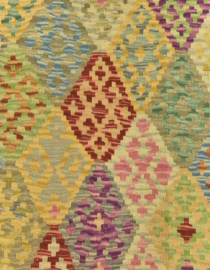 Detail image of  3' 6 x 5' 1  Hand Woven Kilim Maymana Wool Rug