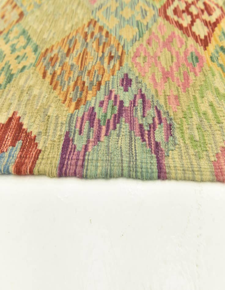 Detail image of  3' 6 x 5' 1  Hand Woven Kilim Maymana Wool Rug