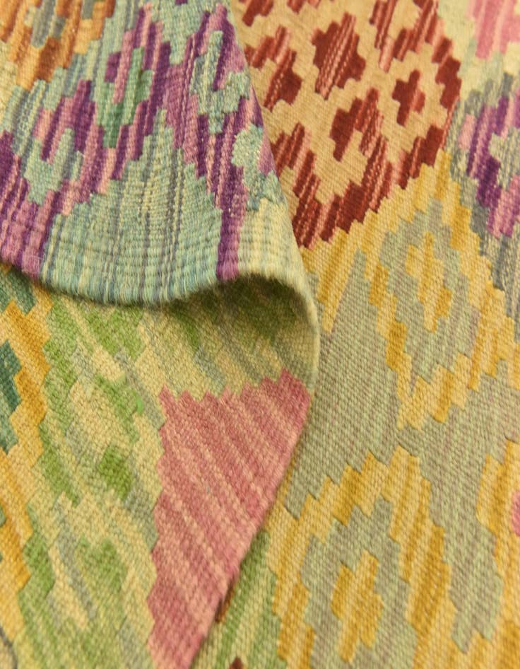 Detail image of  3' 6 x 5' 1  Hand Woven Kilim Maymana Wool Rug