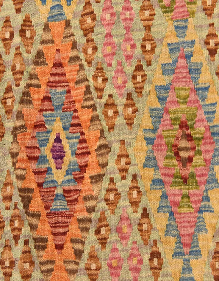 Detail image of  3' 6 x 4' 11  Hand Woven Kilim Maymana Wool Rug