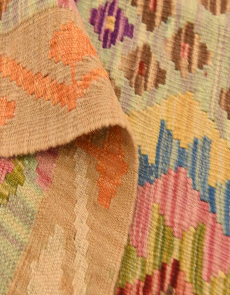 Detail image of  3' 6 x 4' 11  Hand Woven Kilim Maymana Wool Rug