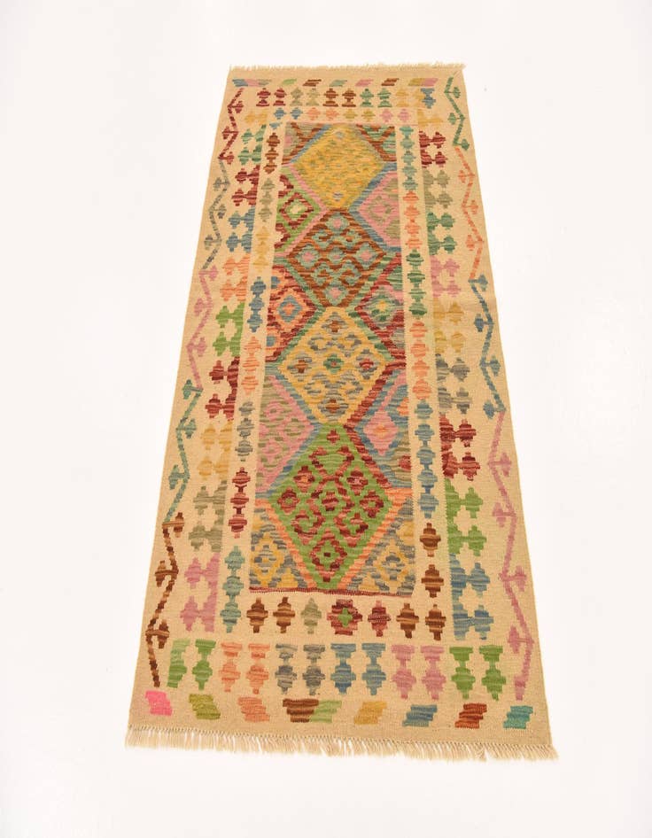 Detail image of  3' 5 x 5'  Hand Woven Kilim Maymana Wool Rug