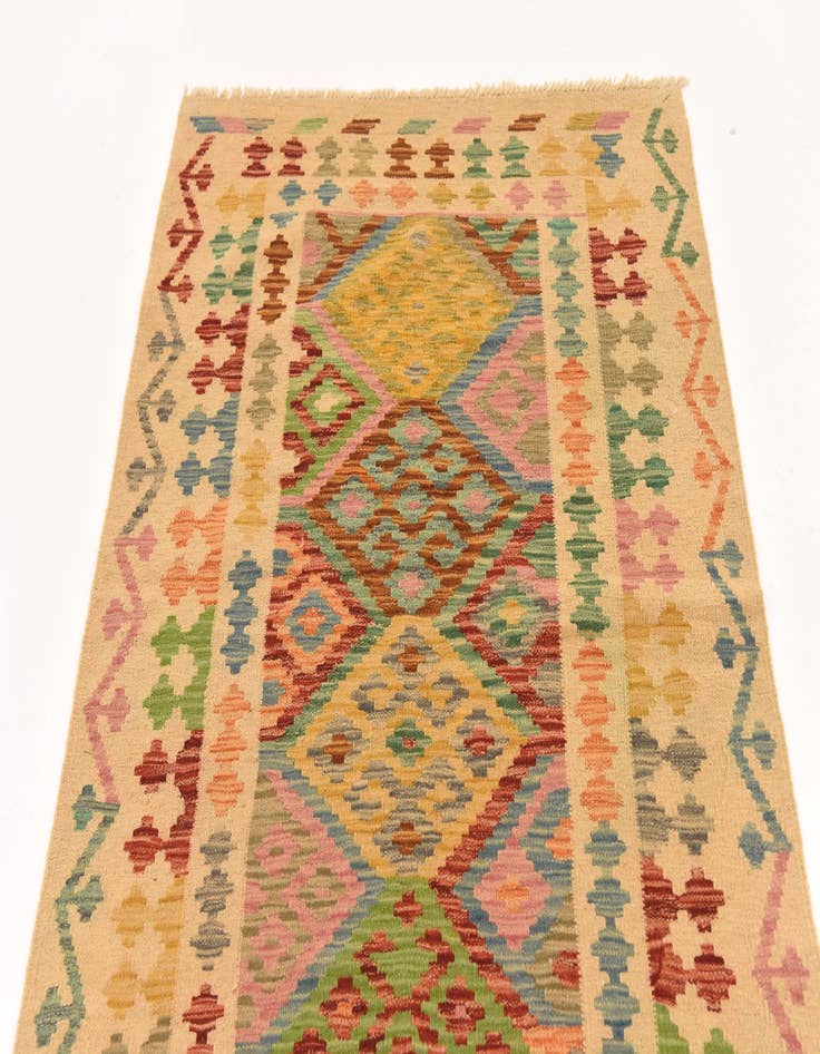 Detail image of  3' 5 x 5'  Hand Woven Kilim Maymana Wool Rug