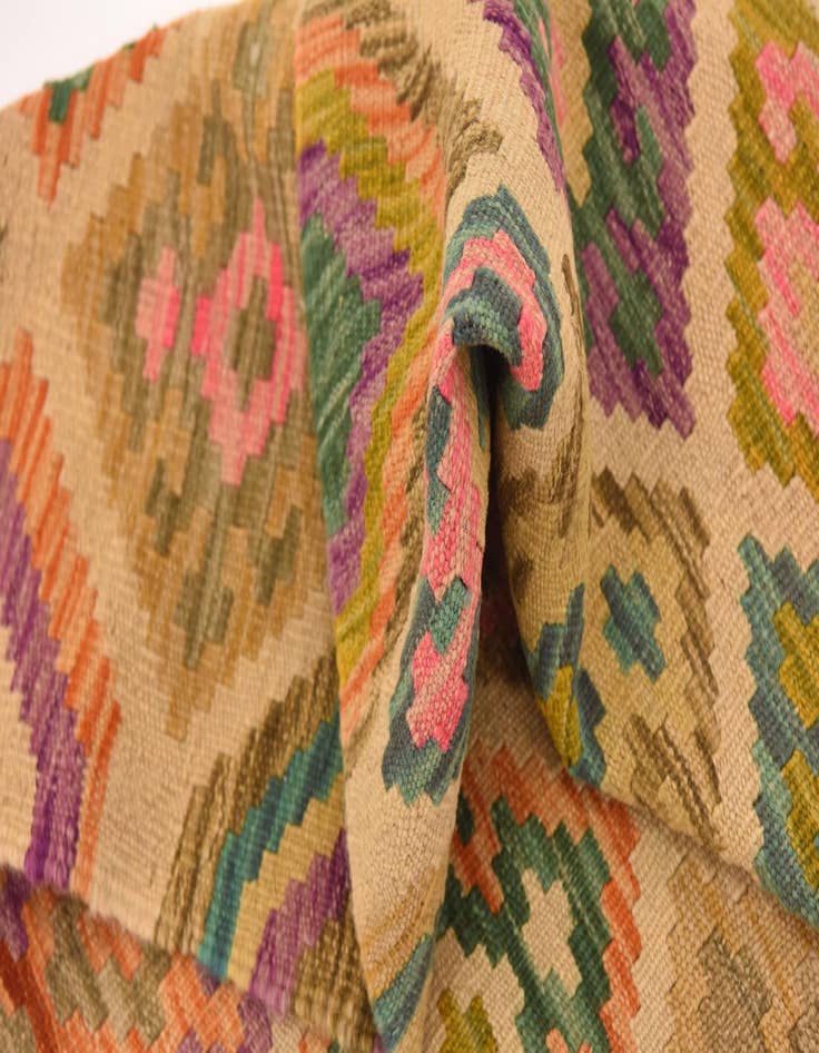 Detail image of  3' 4 x 5'  Hand Woven Kilim Maymana Wool Rug