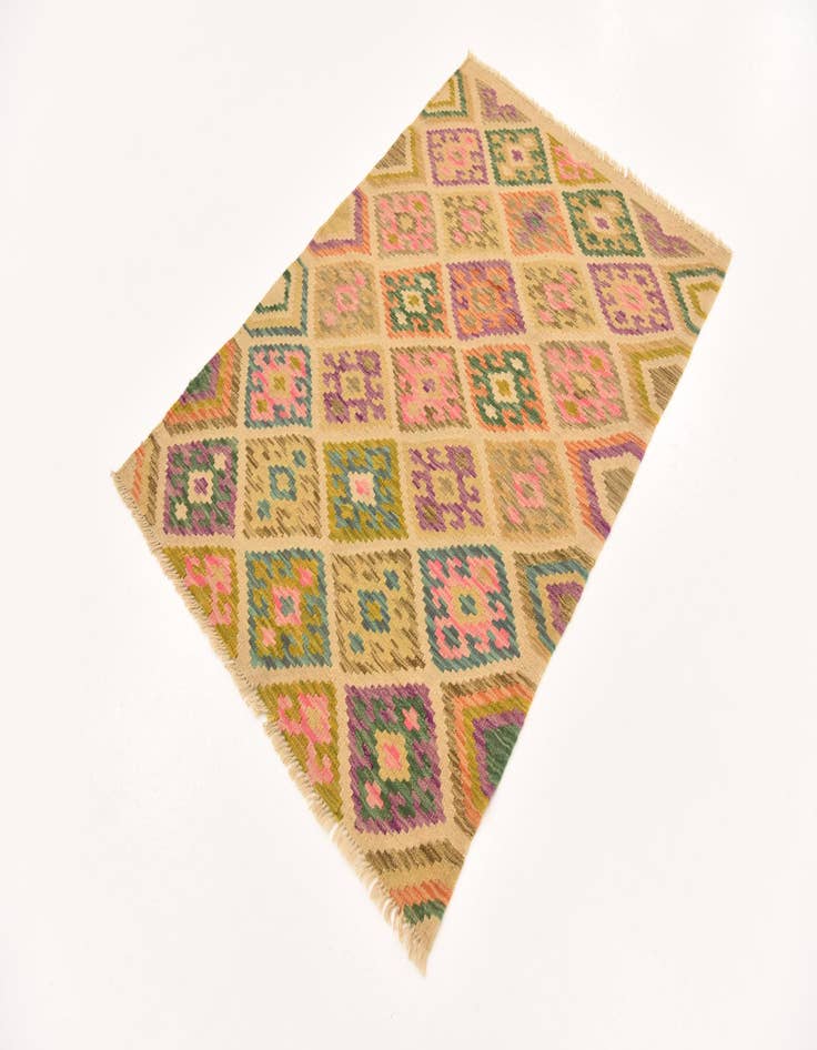 Detail image of  3' 4 x 5'  Hand Woven Kilim Maymana Wool Rug