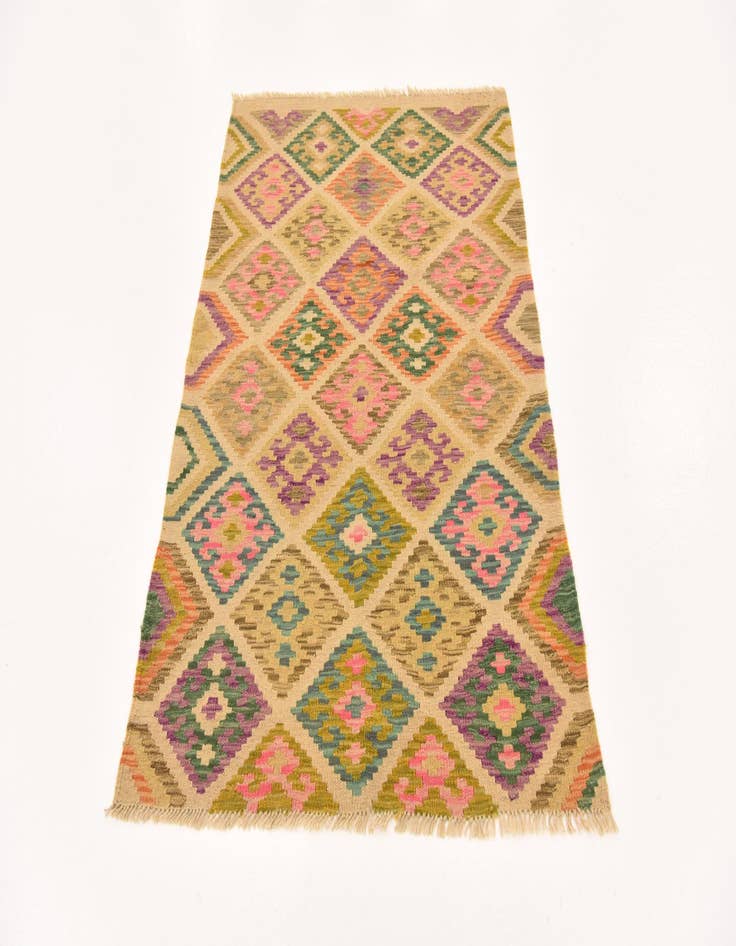 Detail image of  3' 4 x 5'  Hand Woven Kilim Maymana Wool Rug