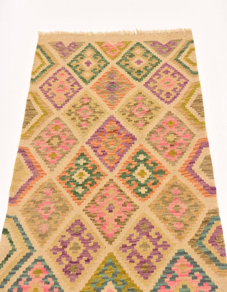 Detail image of  3' 4 x 5'  Hand Woven Kilim Maymana Wool Rug