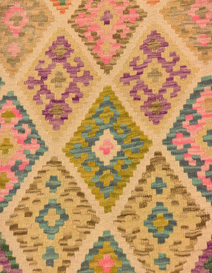 Detail image of  3' 4 x 5'  Hand Woven Kilim Maymana Wool Rug