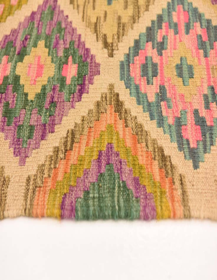Detail image of  3' 4 x 5'  Hand Woven Kilim Maymana Wool Rug