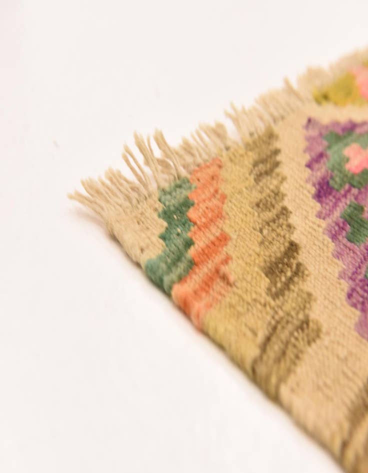 Detail image of  3' 4 x 5'  Hand Woven Kilim Maymana Wool Rug