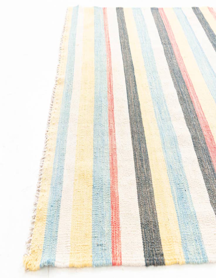 Detail image of  4' x 5' 10  Hand Woven Kilim Maymana Wool Rug