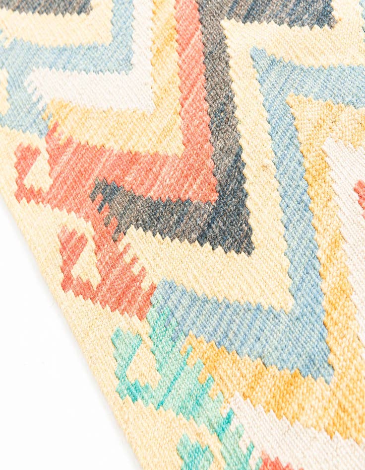 Detail image of  4' 3 x 6' 2  Hand Woven Kilim Maymana Wool Rug