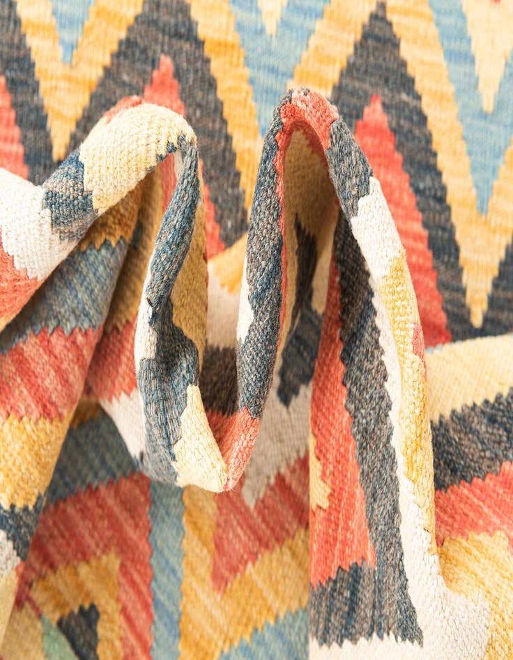Detail image of  4' 3 x 6' 2  Hand Woven Kilim Maymana Wool Rug