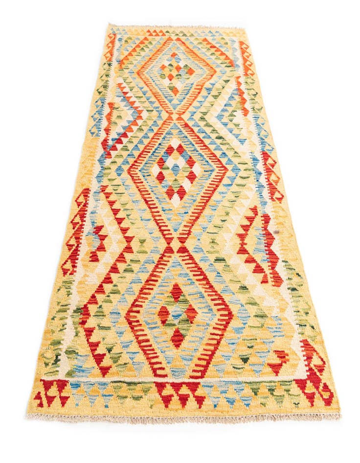 Detail image of  3' 6 x 6' 6  Hand Woven Kilim Maymana Wool Rug