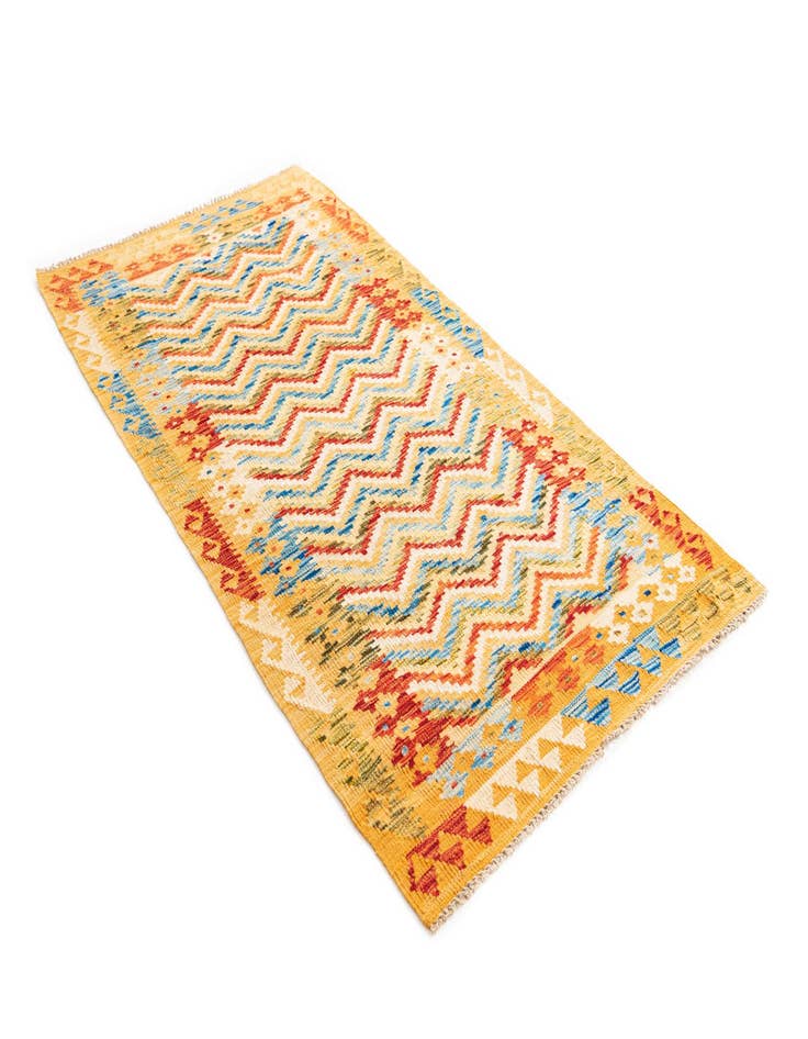 Detail image of  3' 3 x 6' 3  Hand Woven Kilim Maymana Wool Rug