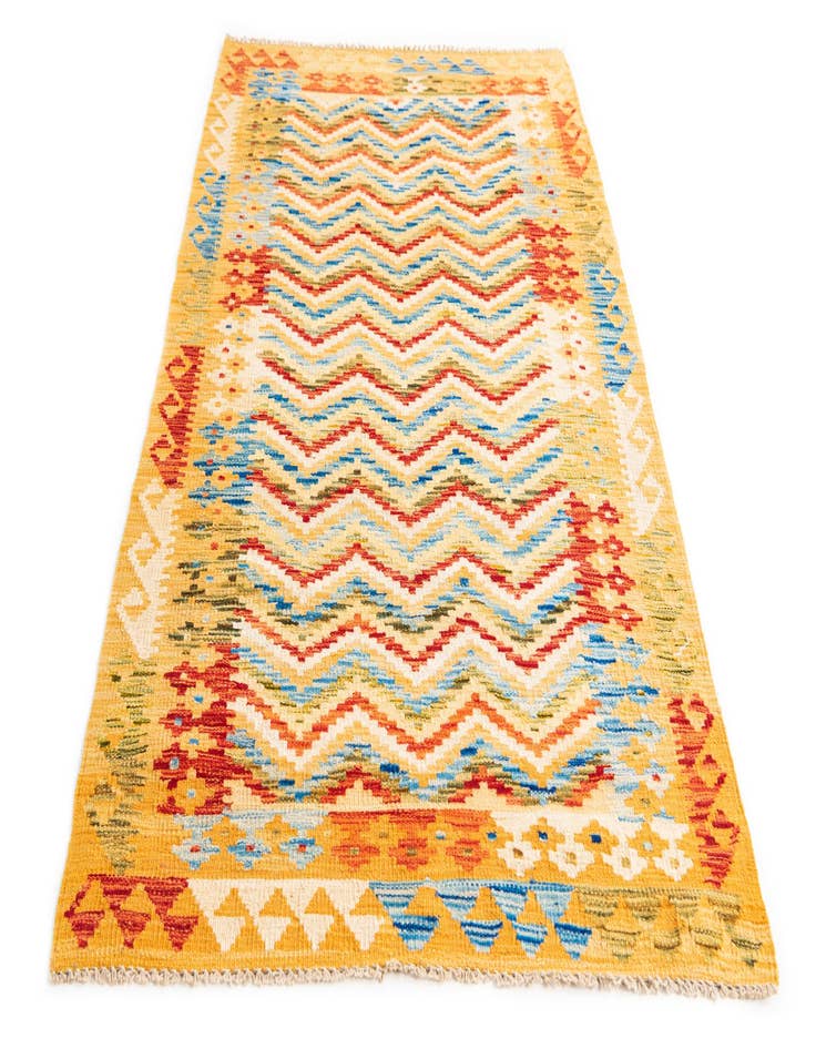 Detail image of  3' 3 x 6' 3  Hand Woven Kilim Maymana Wool Rug