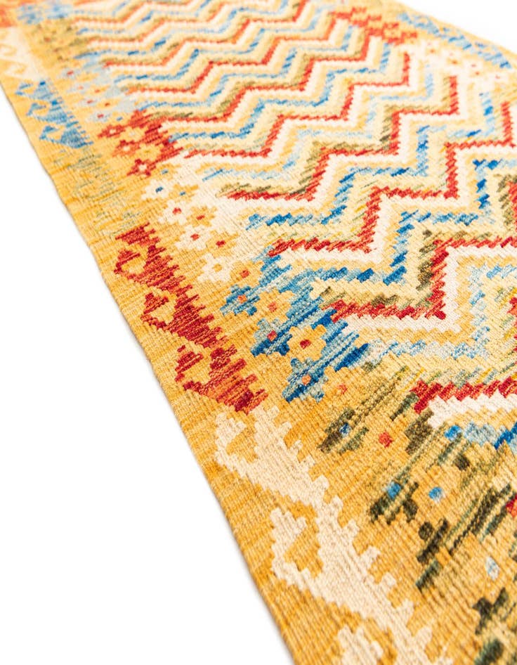 Detail image of  3' 3 x 6' 3  Hand Woven Kilim Maymana Wool Rug