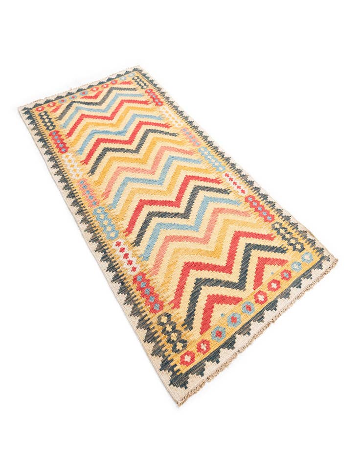 Detail image of  3' 5 x 6' 6  Hand Woven Kilim Maymana Wool Rug