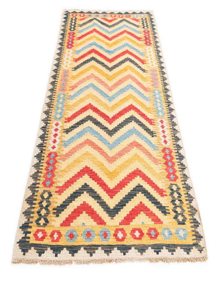 Detail image of  3' 5 x 6' 6  Hand Woven Kilim Maymana Wool Rug