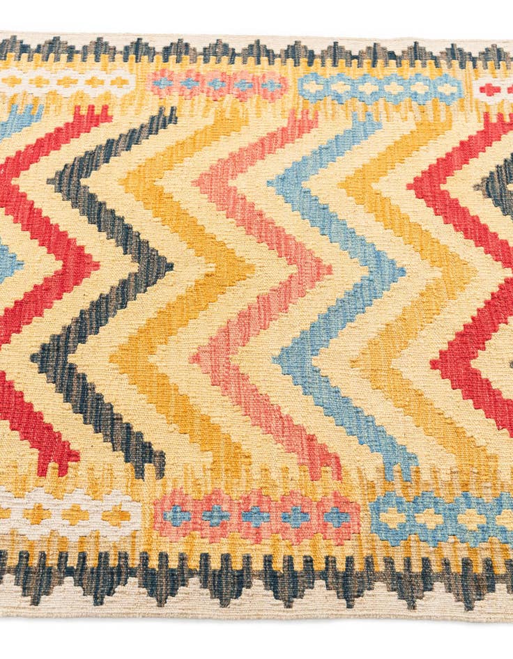Detail image of  3' 5 x 6' 6  Hand Woven Kilim Maymana Wool Rug