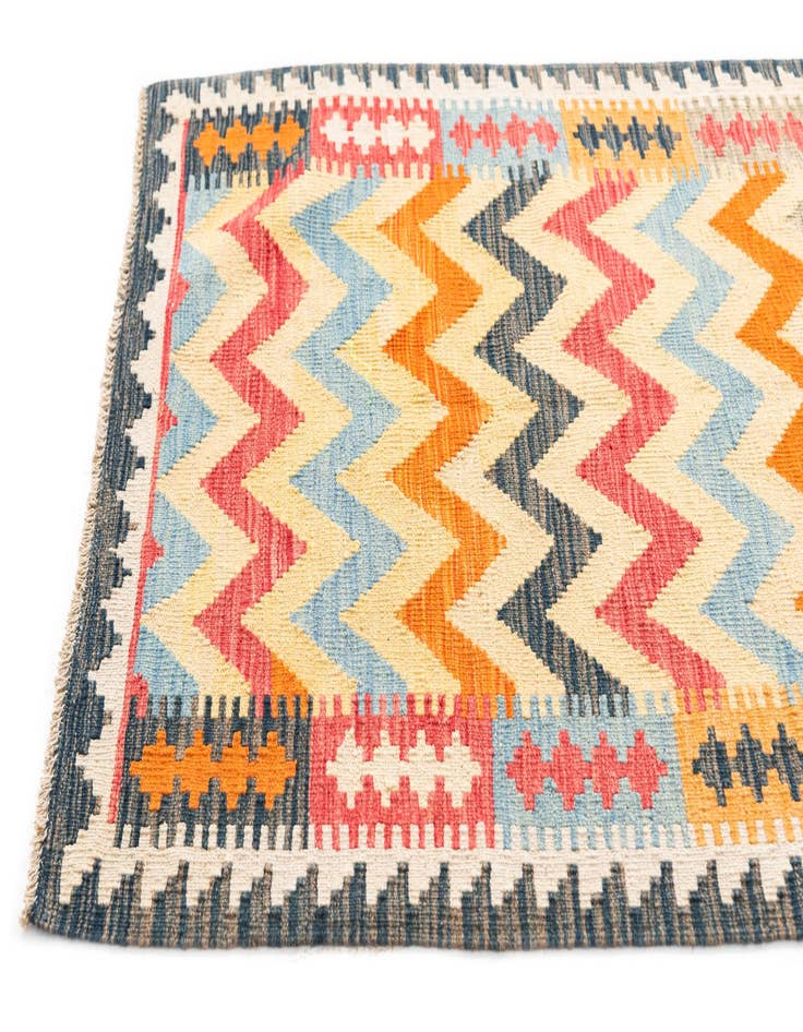 Detail image of  3' 4 x 6' 5  Hand Woven Kilim Maymana Wool Rug