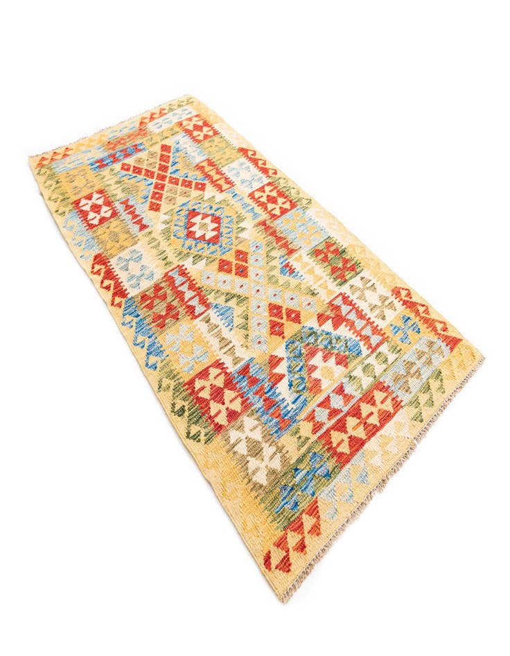 Detail image of  3' 6 x 6' 5  Hand Woven Kilim Maymana Wool Rug