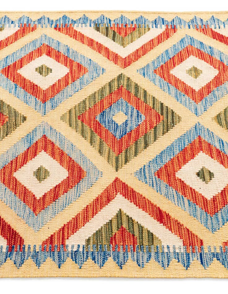 Detail image of  3' 4 x 6' 3  Hand Woven Kilim Maymana Wool Rug
