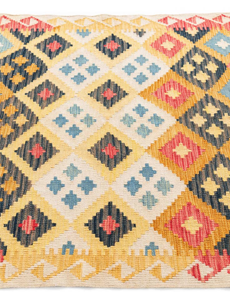 Detail image of  4' x 5' 4  Hand Woven Kilim Maymana Wool Rug