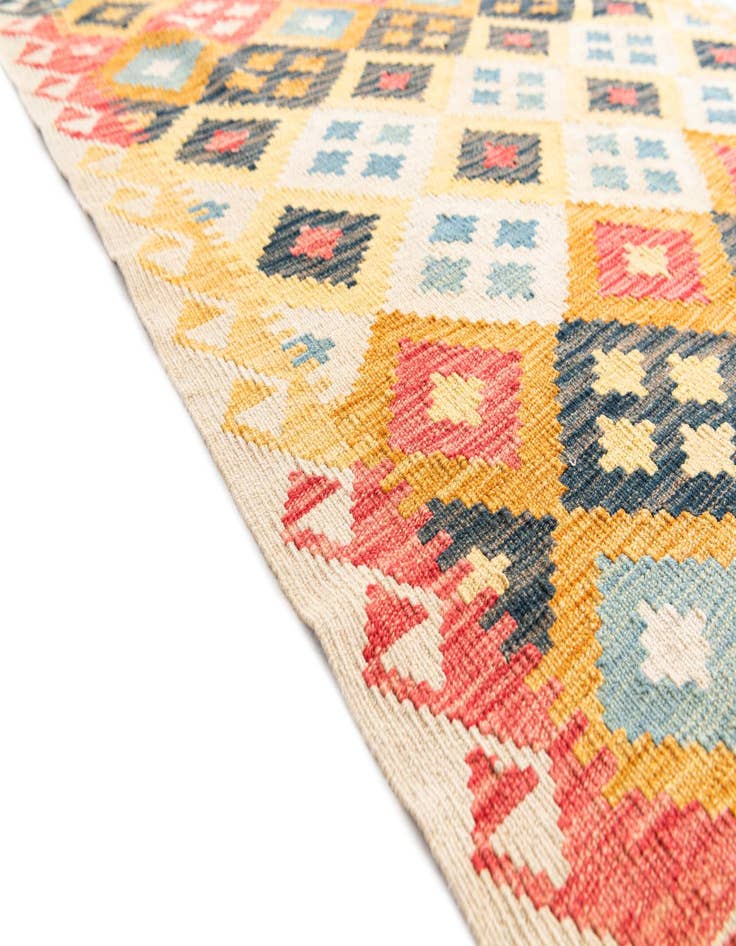 Detail image of  4' x 5' 4  Hand Woven Kilim Maymana Wool Rug