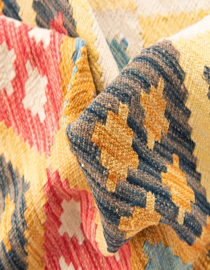 Detail image of  4' x 5' 4  Hand Woven Kilim Maymana Wool Rug
