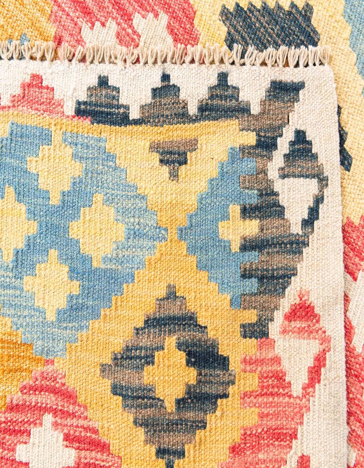Detail image of  4' x 5' 4  Hand Woven Kilim Maymana Wool Rug